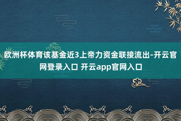 欧洲杯体育该基金近3上帝力资金联接流出-开云官网登录入口 开云app官网入口